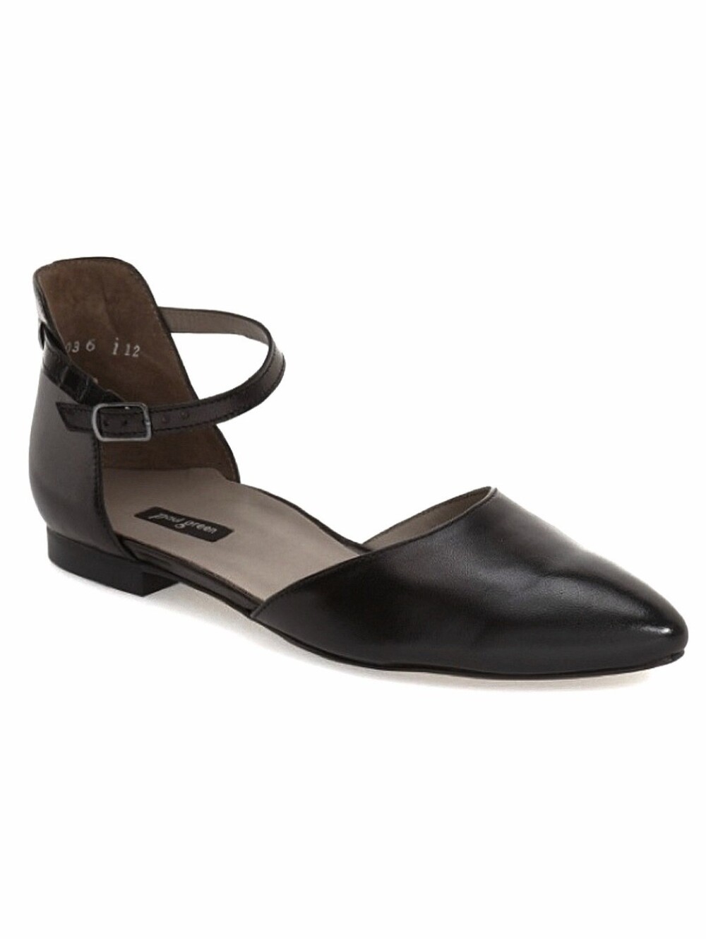 Paul Green Henley Flats US 7 Black Leather Pointed Toe D'orsay